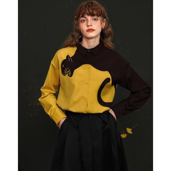 レオパード刺繍ブラウス C0046