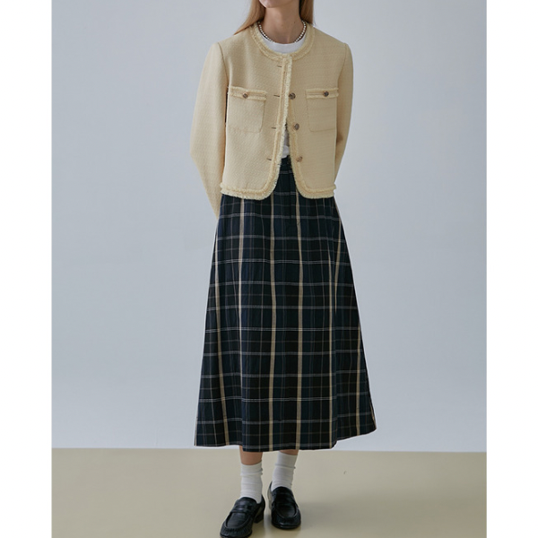 Aラインチェックスカート X-365