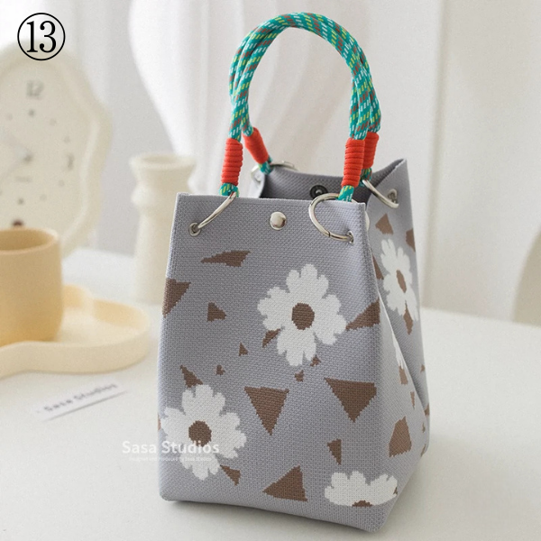 【20pattern】マルチカラースクエアトートバッグ《Z00892》