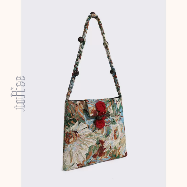 レトロな油絵ショルダーバッグ Z00391