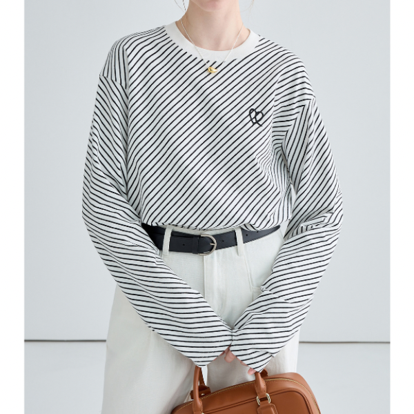 斜めストライプカットソー X-293