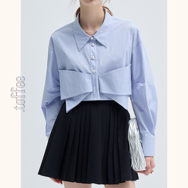 ビッグリボンブルーシャツ Z00457