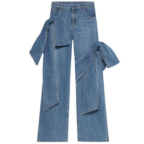 ビッグリボンウォッシュドデニムパンツ Z00301