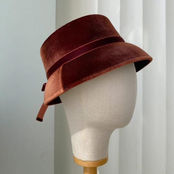 【2color】リボン付きベルベットハット Z00059