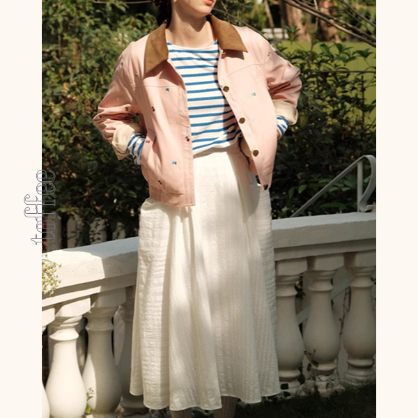 【2color】マルチカラー刺繍入りデニムセットアップ Z00499