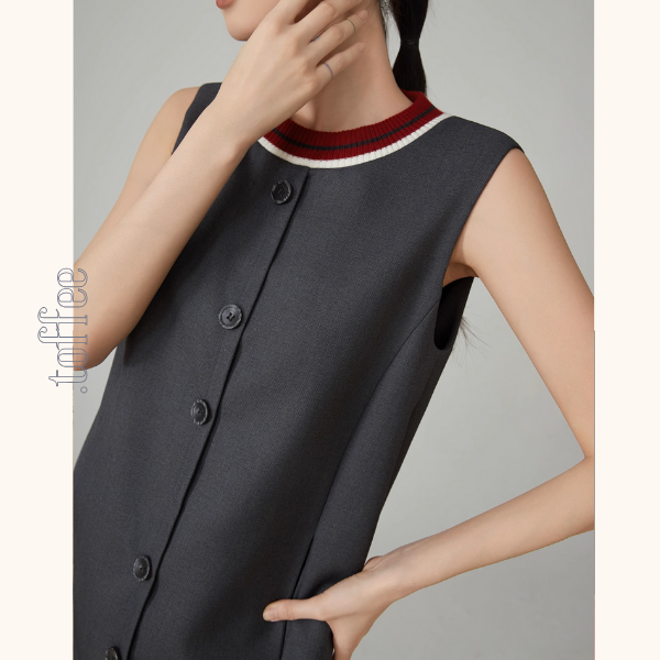 ノースリーブAラインフロントボタンワンピース《Z00921》