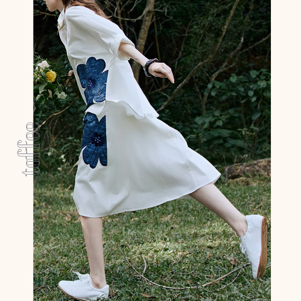 フラワー刺繍オーバーサイズシャツ&Aラインミモレ丈スカートセットアップ《Z00927》