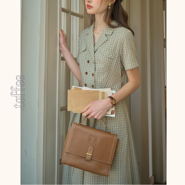 ダブルブレストチェック柄トレンチワンピース《Z00901》