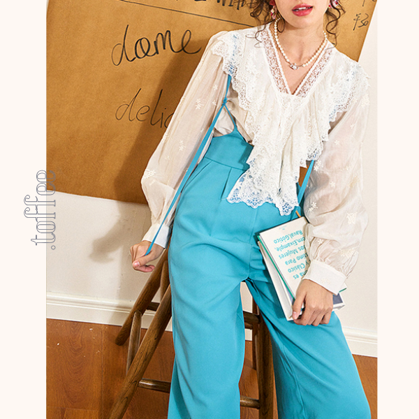 【3color】ハイウエストスリムサロペット 《Z00684》