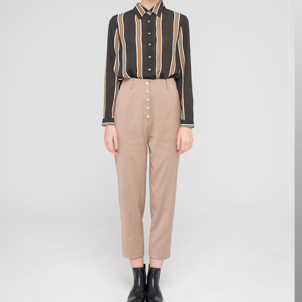 マルチプルフロントボタンハイウエストパンツ AU-189