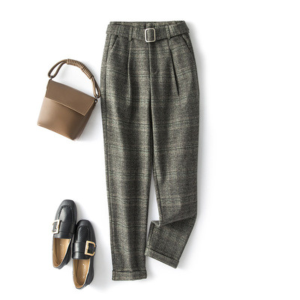 【2color】ハイウエストチェックワイドパンツ AU-257