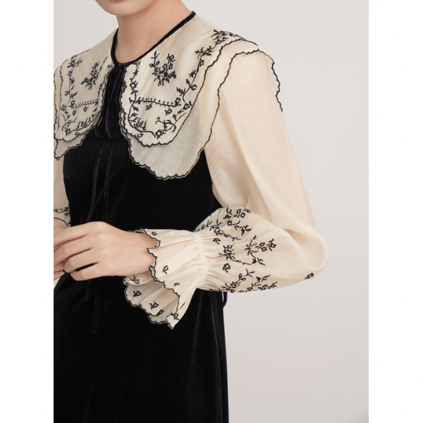 フレンチラペルエレガントワンピース w-166