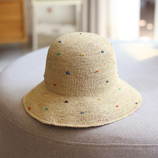 カラフルドットラフィアハット Z00390