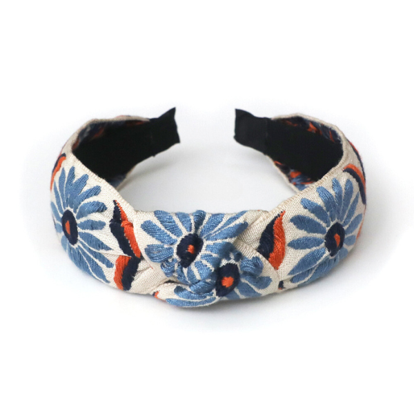 【3color】サンフラワー刺繍入りクロスカチューシャ Z00120