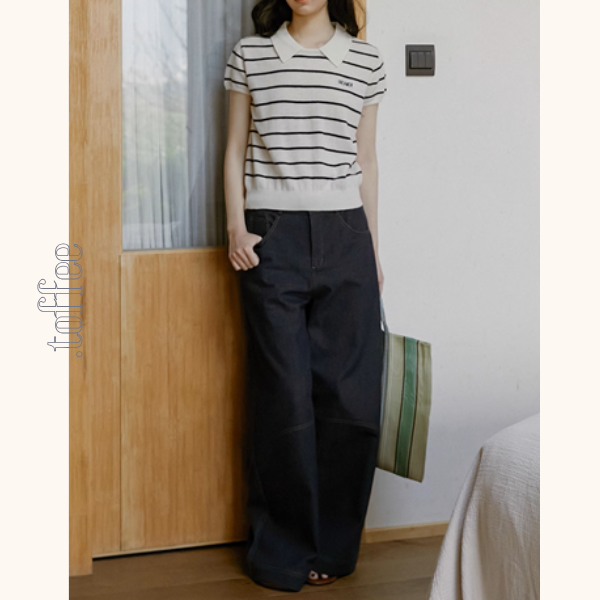 ウエーブラインワイドデニムパンツ《Z00903》