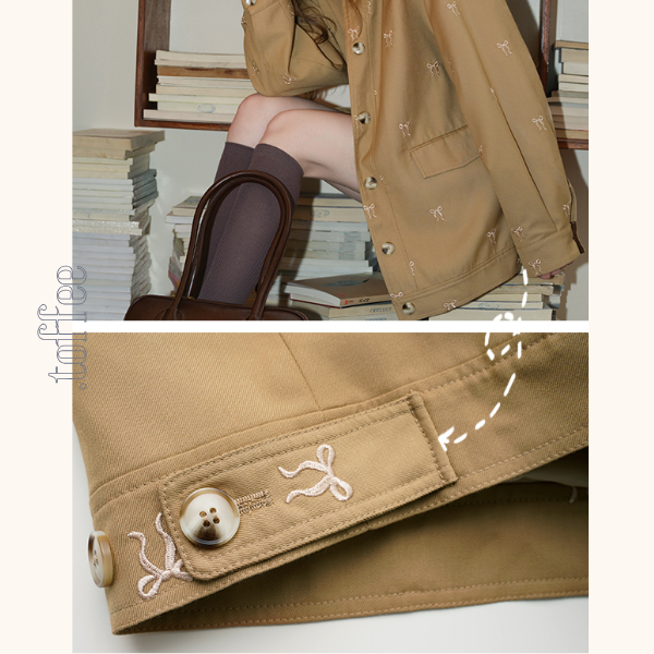 リボン刺繍オーバーサイズジャケット&スカートセットアップ《Z00817》