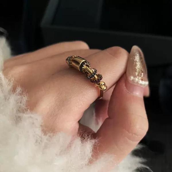 マルチカラーラインストーンエレガントリング AU-076