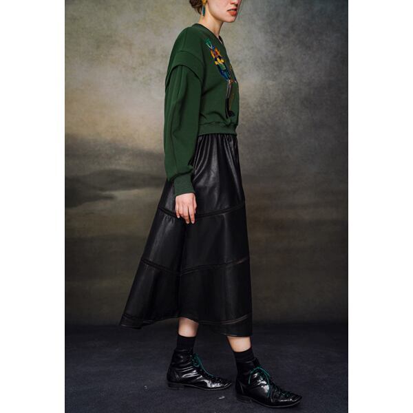 フェイクレザーエスカルゴスカート C0110