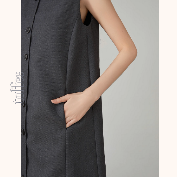 ノースリーブAラインフロントボタンワンピース《Z00921》