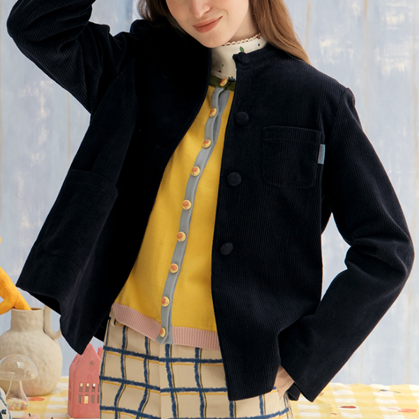 【2color】コーデュロイスタンドカラーシングルブレストジャケット 《Z00744》