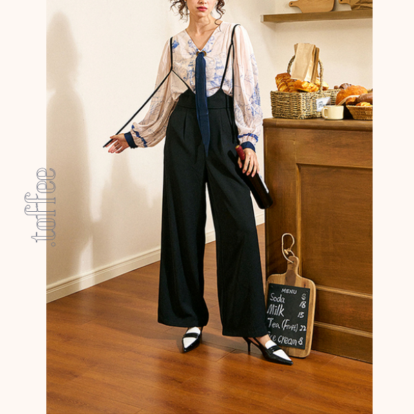 【3color】ハイウエストスリムサロペット 《Z00684》