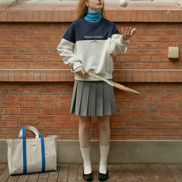 【2color】レター刺繍バイカラースウェット Z00554