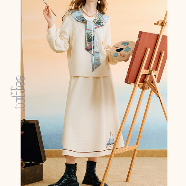 ゴッホの舟と夢の海、セーラーワンピース《Z01149》