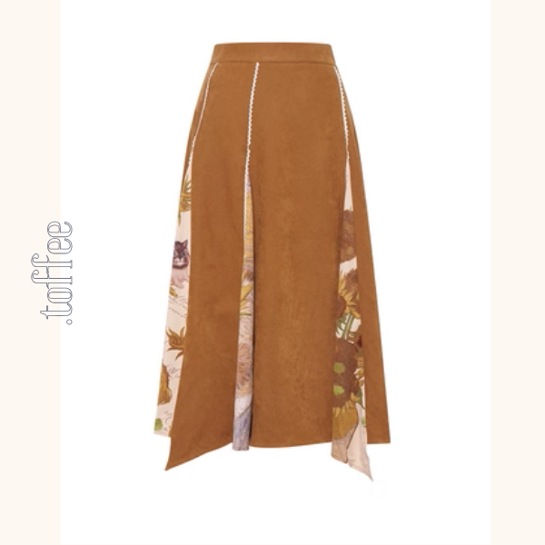 【2color】名画が踊る、切替アートプリントスカート《Z01123》