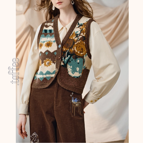 アートと遊び心を編んだニットベスト《Z01125》