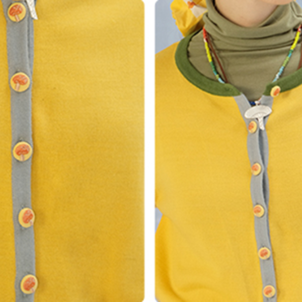 マッシュルームボタンイエローカーディガン Z00601