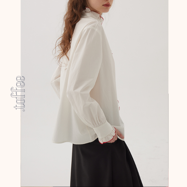 コントラストラッフルディテールブラウス《Z00845》