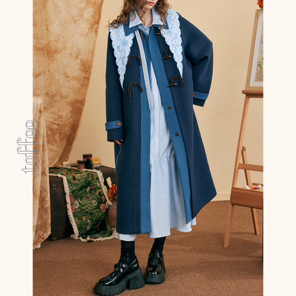 レースカラーブルーワンピース Z00528