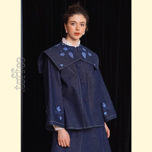 アートワークが映える:レトロ感溢れる刺繍デニムジャケット 《C0208》