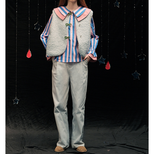 ダブルカラーストライプルーズシャツ  Z00011