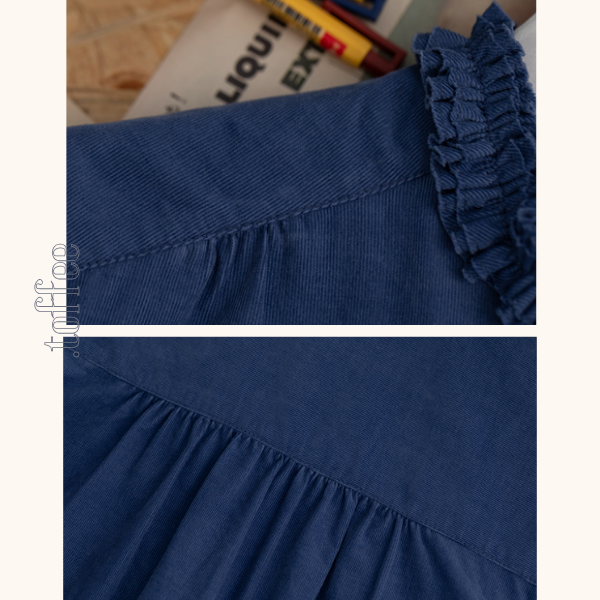 【2color】フリルネックコーデュロイブラウス 《Z00645》