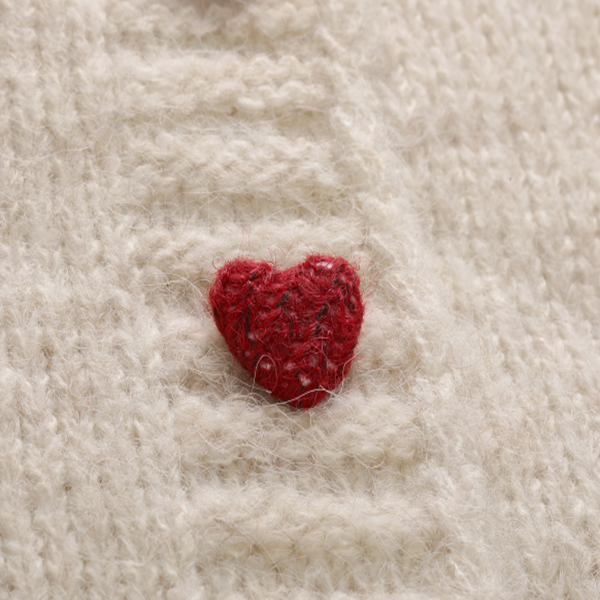 【3color】ハートボタンラウンドネックカーディガン 《Z00651》