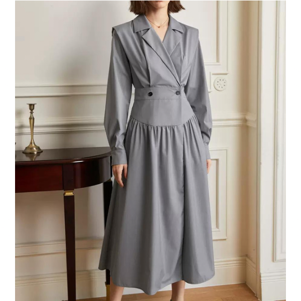 ウエストマークシャツワンピース w-144