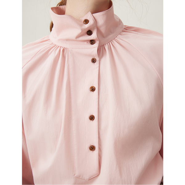 【2color】不規則でニッチなハイネックシャツ Z00095