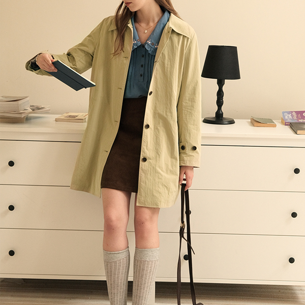 【2color】クラシカルミドル丈Aラインコート 《Z00749》