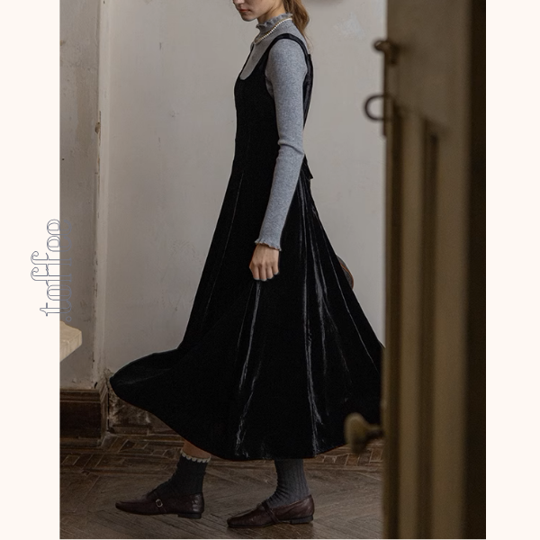 【2color】スクエアネックノースリーブロングワンピース《Z00853》