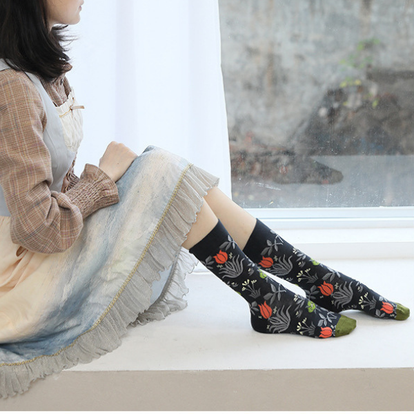 フラワージャガードソックス3Pセット X-334