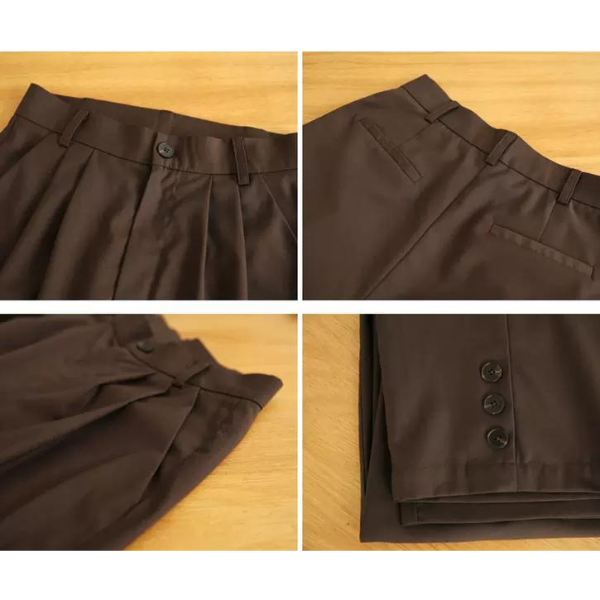 エッジボタンステッチクロップドパンツ w-013