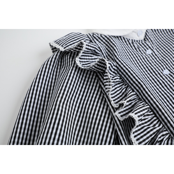 ストライプフリルブラウス X-347