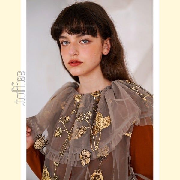 ニッチでレトロな植物画刺繍:フェアリーシアーベスト C0162