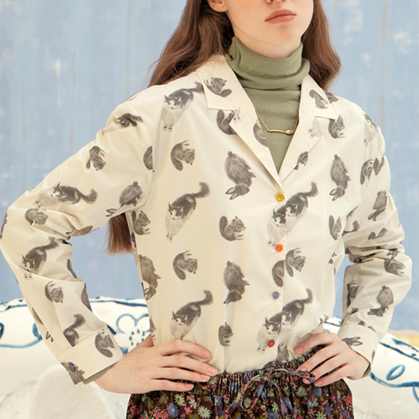 アニマルプリントヴィンテージシャツ Z00600