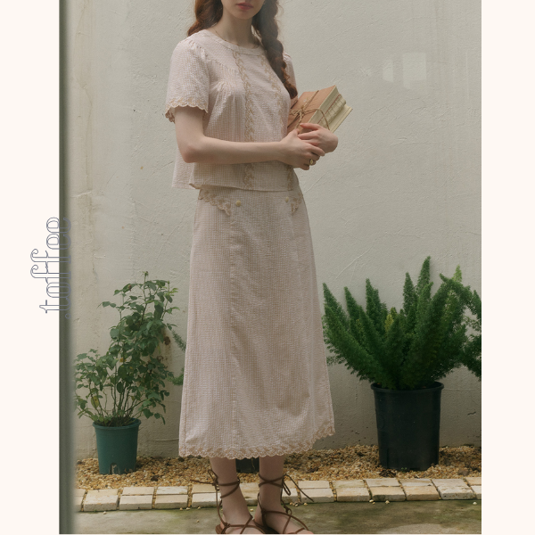 レトロ調ハイウエストAラインロングスカート Z00783