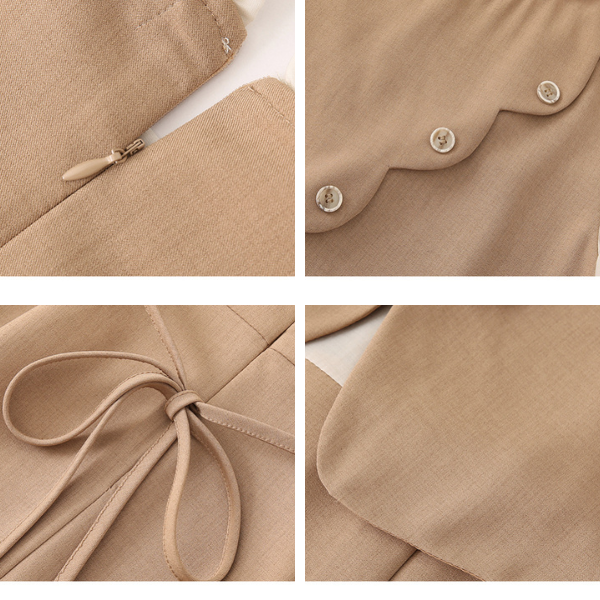 【3color】フェイクツーピース パールエッジワンピース X-424