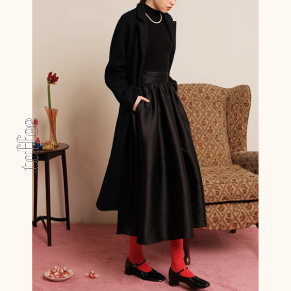 レイヤード風ブラックロングワンピース Z00498