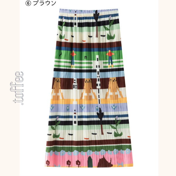 【8pattern】マルチカラーロングプリーツスカート《Z01068》
