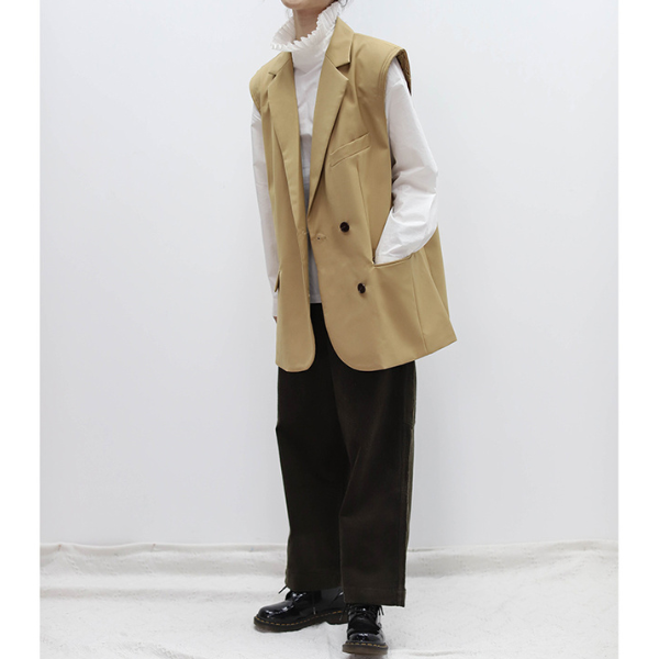 スタンドカラーフリルステッチトップス AU-237